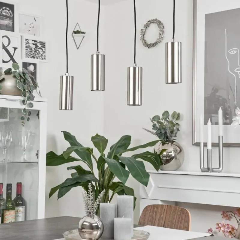 hofstein Suspension Javel Chrome, Nickel mat, 4 lumières