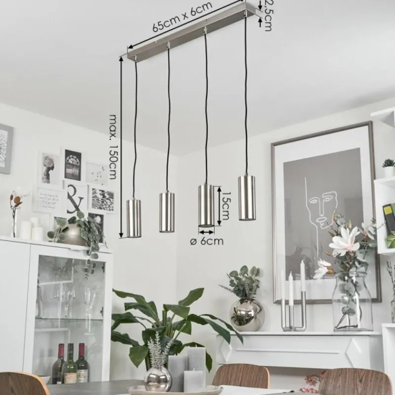 hofstein Suspension Javel Chrome, Nickel mat, 4 lumières