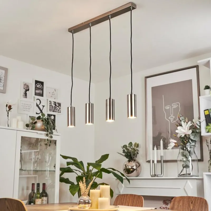 hofstein Suspension Javel Chrome, Nickel mat, 4 lumières