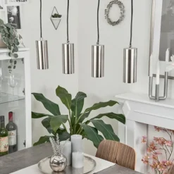 hofstein Suspension Javel Chrome, Nickel mat, 4 lumières