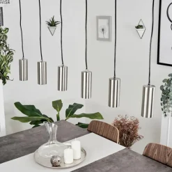 Luminaires Scandinaves-hofstein Suspension Javel Nickel mat, 6 lumières