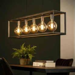 Lampes Vintages & Rétros-hofstein Suspension Lagosanto Argenté, 5 lumières