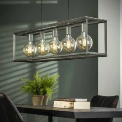 Lampes Vintages & Rétros-hofstein Suspension Lagosanto Argenté, 5 lumières