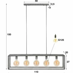 Lampes Vintages & Rétros-hofstein Suspension Lagosanto Argenté, 5 lumières