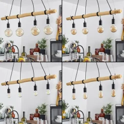 Luminaires Scandinaves-hofstein Suspension Lantic Écru, Noir, 4 lumières