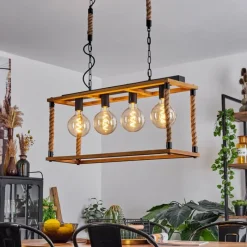 Lampes Industrielles-hofstein Suspension Lautremen Écru, Noir, 4 lumières