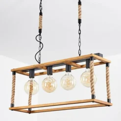 Lampes Industrielles-hofstein Suspension Lautremen Écru, Noir, 4 lumières