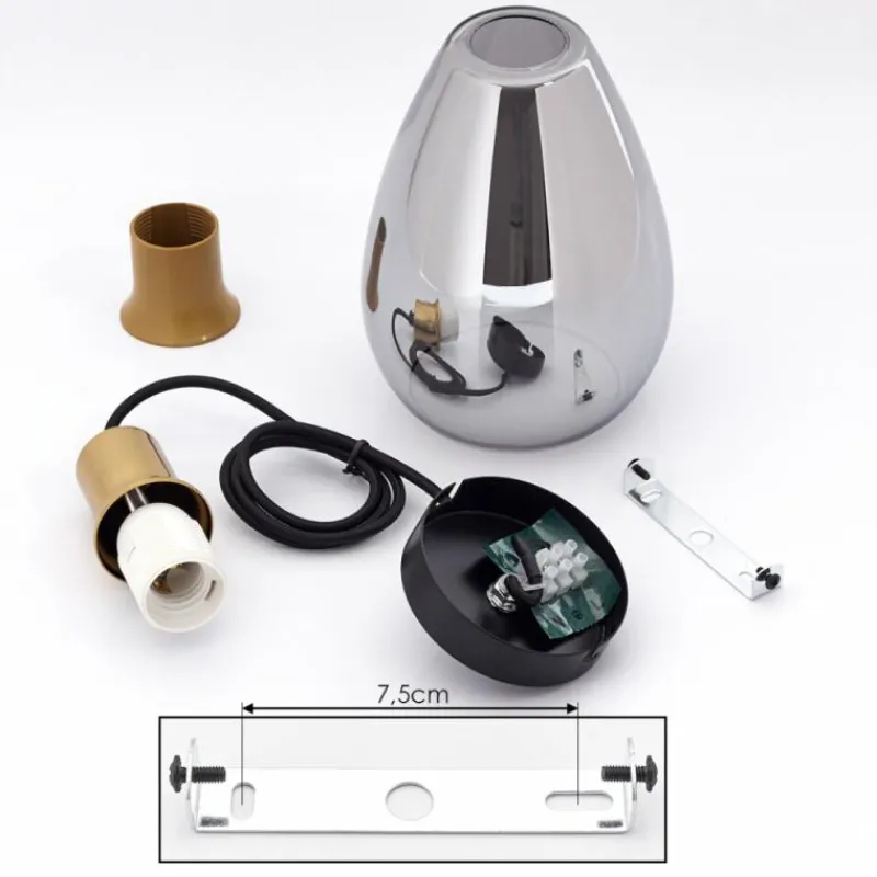 Suspension Verre Fumé-hofstein Suspension Lincura Laiton, Noir, 1 lumière