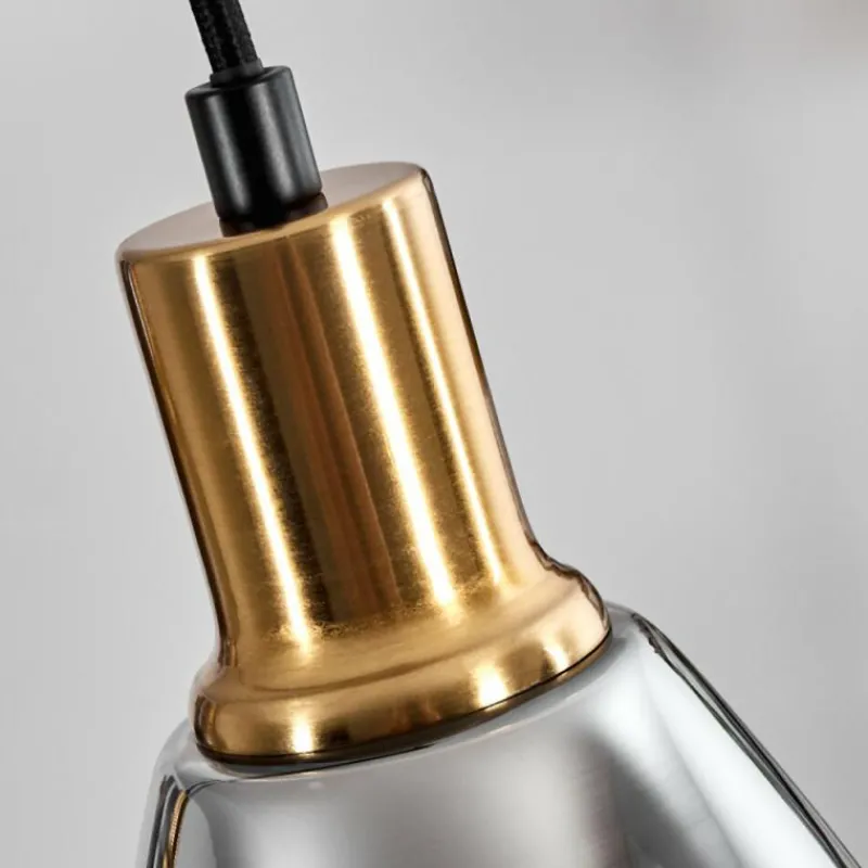 Suspension Verre Fumé-hofstein Suspension Lincura Laiton, Noir, 4 lumières