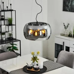 Suspension Verre Fumé-hofstein Suspension Lissy Noir, 3 lumières