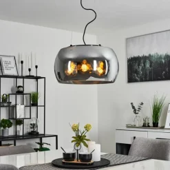 Suspension Verre Fumé-hofstein Suspension Lissy Noir, 3 lumières