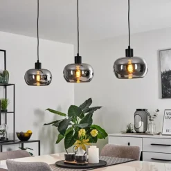 Suspension Verre Fumé-hofstein Suspension Lissy Noir, 3 lumières