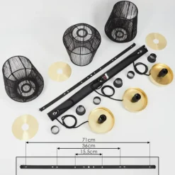 Lampes Dorées-hofstein Suspension Madancos Laiton, Noir, 3 lumières