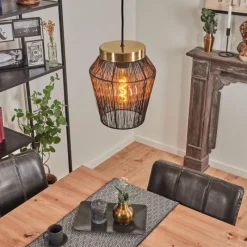 Lampes Dorées-hofstein Suspension Madancos Noir, 1 lumière