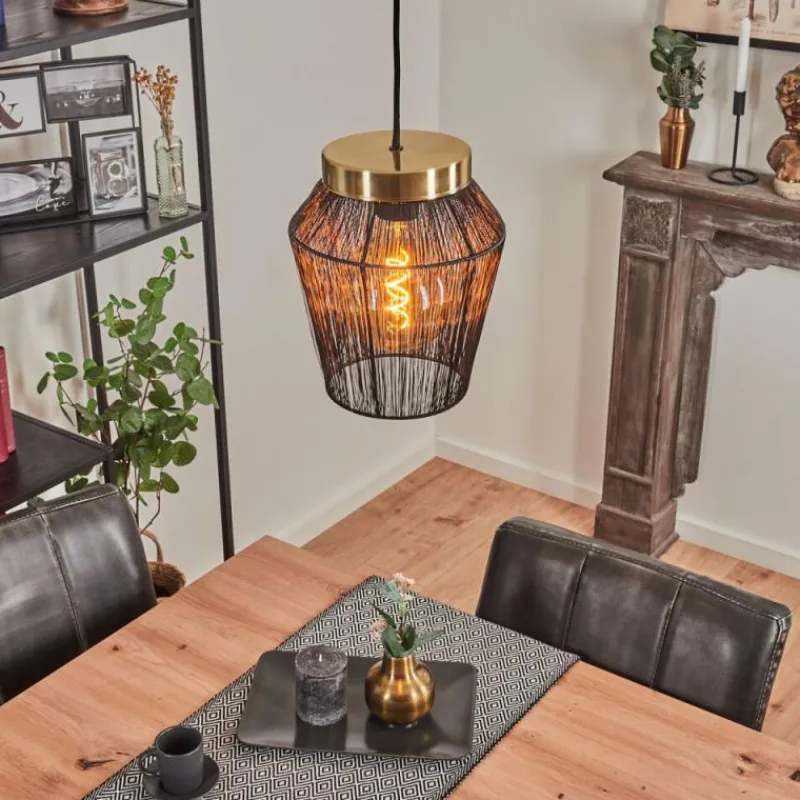 Lampes Dorées-hofstein Suspension Madancos Noir, 1 lumière