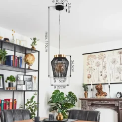 Lampes Dorées-hofstein Suspension Madancos Noir, 1 lumière