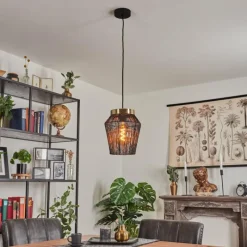 Lampes Dorées-hofstein Suspension Madancos Noir, 1 lumière