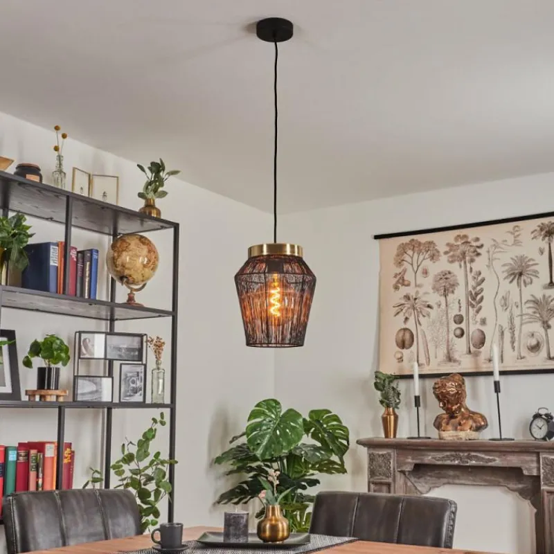 Lampes Dorées-hofstein Suspension Madancos Noir, 1 lumière