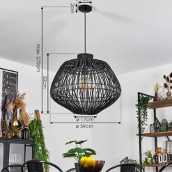 Luminaires Scandinaves-hofstein Suspension Mani Noir, 1 lumière