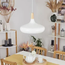 Luminaires Scandinaves-hofstein Suspension Mansle Écru, Blanc, 1 lumière