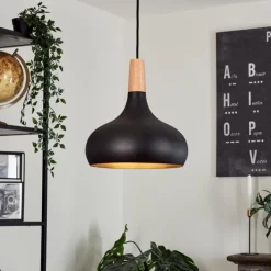 Luminaires Scandinaves-hofstein Suspension Mansle Écru, Noir, 1 lumière