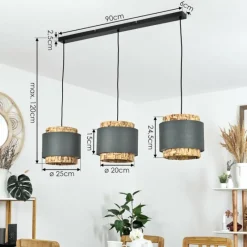Lampes En Tissu-hofstein Suspension Marieux Noir, 3 lumières