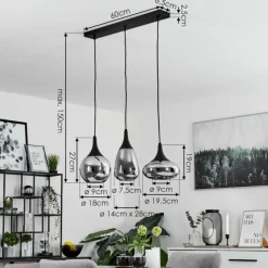 Luminaires Scandinaves-hofstein Suspension Maynal Noir, 3 lumières