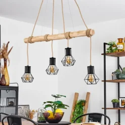 Luminaires Scandinaves-hofstein Suspension Mechaico Écru, Noir, 4 lumières