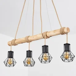 Luminaires Scandinaves-hofstein Suspension Mechaico Écru, Noir, 4 lumières