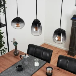 Suspension Verre Fumé-hofstein Suspension Mechaico Noir, 3 lumières