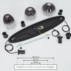 Suspension Verre Fumé-hofstein Suspension Mechaico Noir, 3 lumières
