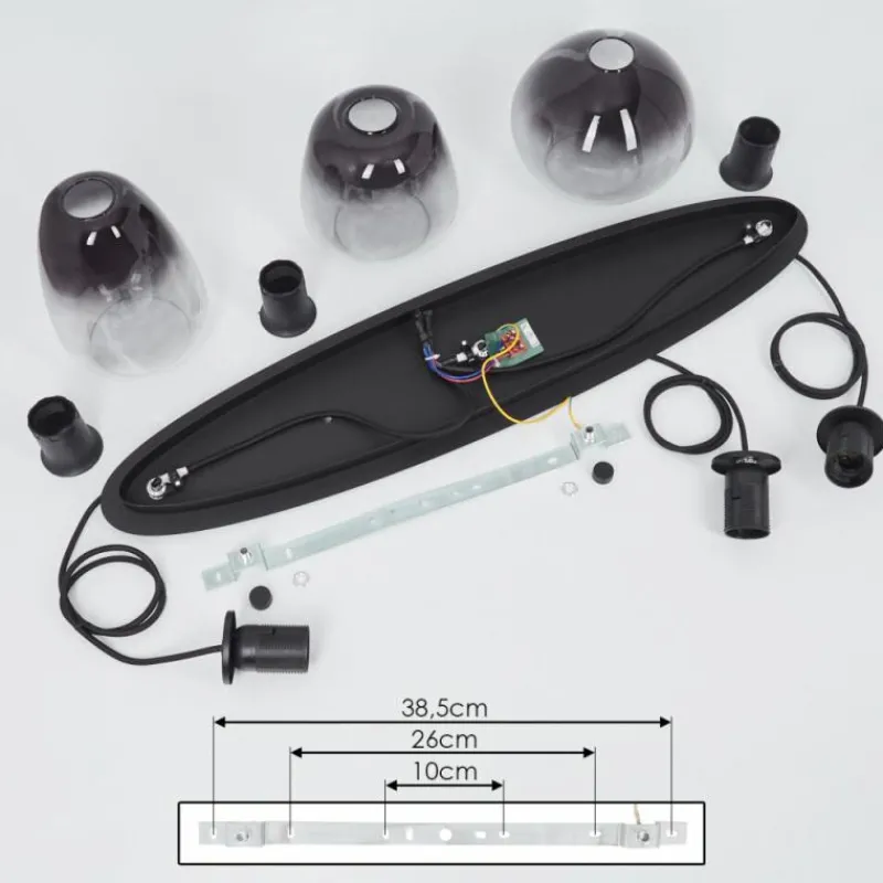 Suspension Verre Fumé-hofstein Suspension Mechaico Noir, 3 lumières