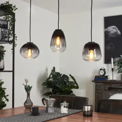 Suspension Verre Fumé-hofstein Suspension Mechaico Noir, 3 lumières