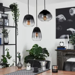 Suspension Verre Fumé-hofstein Suspension Mechaico Noir, 3 lumières