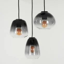 Suspension Verre Fumé-hofstein Suspension Mechaico Noir, 3 lumières