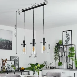 hofstein Suspension Miaqui Noir, 3 lumières