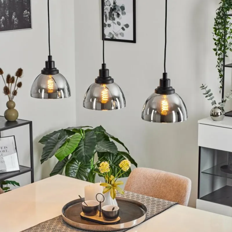 Suspension Verre Fumé-hofstein Suspension Morzine Noir, 3 lumières