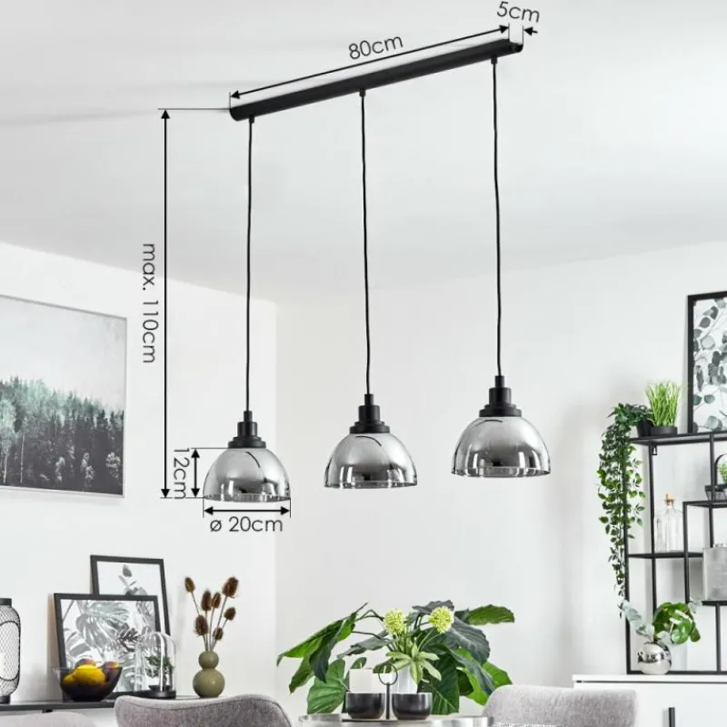 Suspension Verre Fumé-hofstein Suspension Morzine Noir, 3 lumières