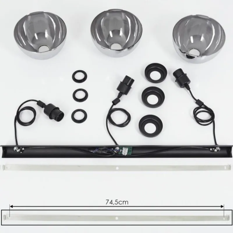 Suspension Verre Fumé-hofstein Suspension Morzine Noir, 3 lumières