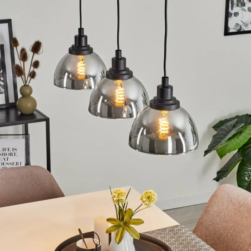 Suspension Verre Fumé-hofstein Suspension Morzine Noir, 3 lumières