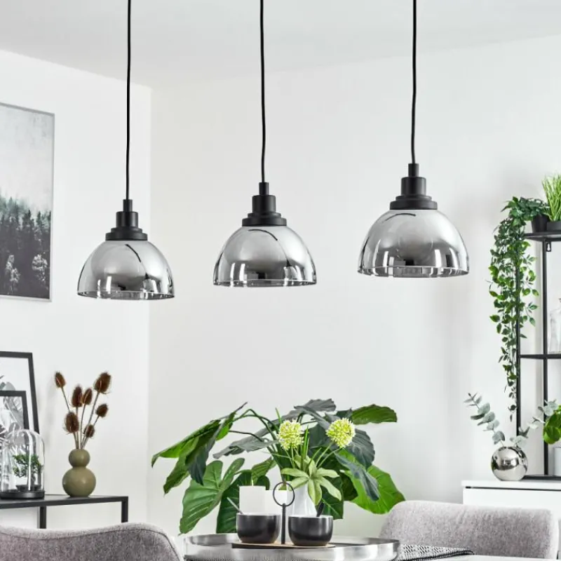 Suspension Verre Fumé-hofstein Suspension Morzine Noir, 3 lumières