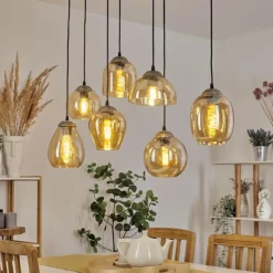 hofstein Suspension Nanami Argent Oxydé, Or, 7 lumières