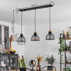 Lampes Vintages & Rétros-hofstein Suspension Omba Noir, 3 lumières