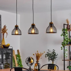 Lampes Vintages & Rétros-hofstein Suspension Omba Noir, 3 lumières