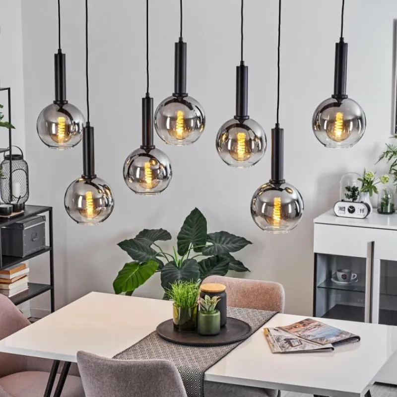 Suspension Verre Fumé-hofstein Suspension Pascal Noir, 7 lumières