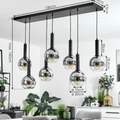 Suspension Verre Fumé-hofstein Suspension Pascal Noir, 7 lumières