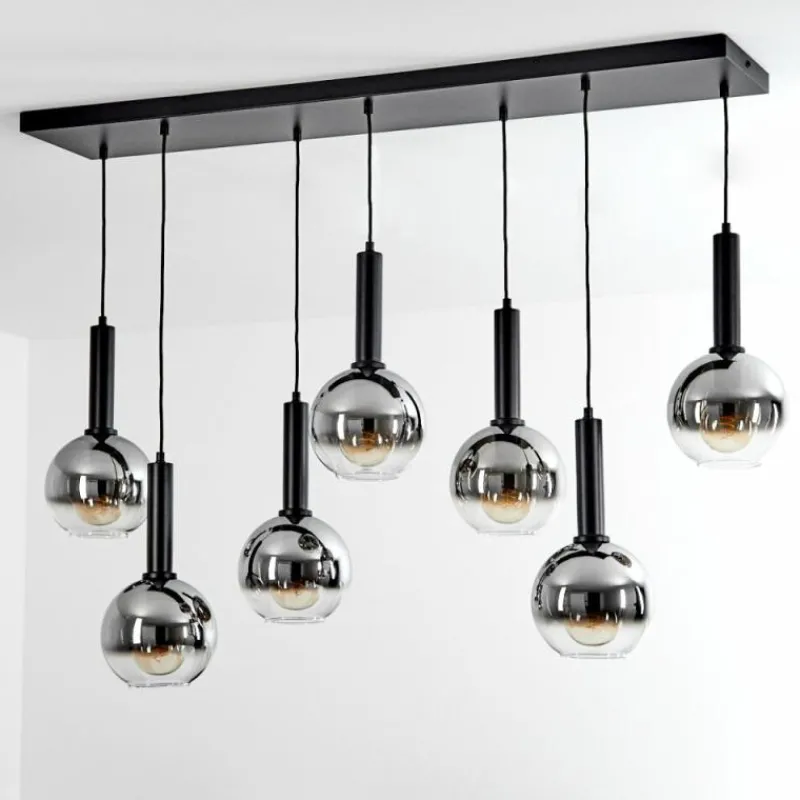 Suspension Verre Fumé-hofstein Suspension Pascal Noir, 7 lumières