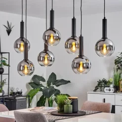 Suspension Verre Fumé-hofstein Suspension Pascal Noir, 7 lumières