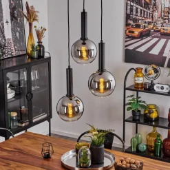 Suspension Verre Fumé-hofstein Suspension Pascal Noir, 3 lumières