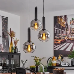 Suspension Verre Fumé-hofstein Suspension Pascal Noir, 3 lumières